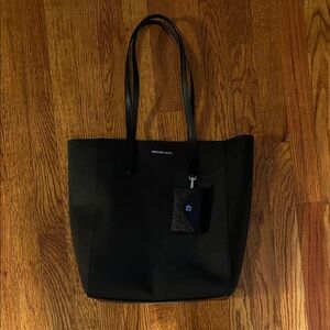 Michael Kors Black Leather Tote with Attached Card Pouch